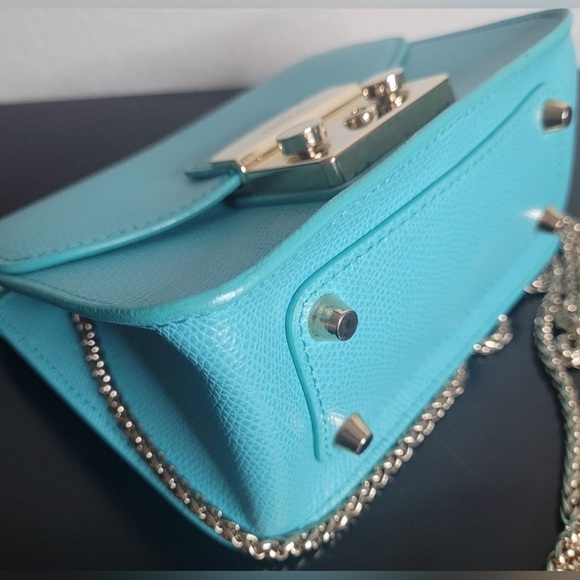 Furla Metropolis Teal Leather Mini  Crossbody Bag - Picture 12 of 15